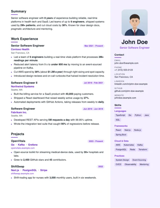 Marketing Spark resume template