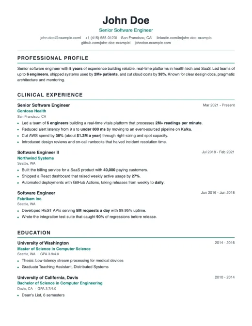 Nurse Care resume template